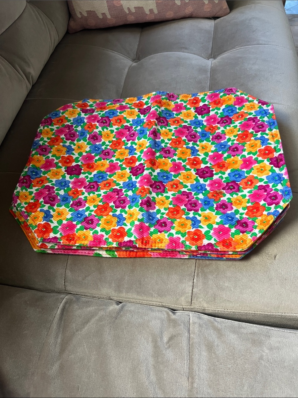 Never Used Bright Floral Placemat Set of 4 with 6 Matching Napkins- Multicolor